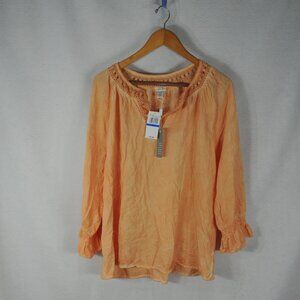 Spense Women's Peasant Blouse XL Long Sleeve Swetcitrus NWT